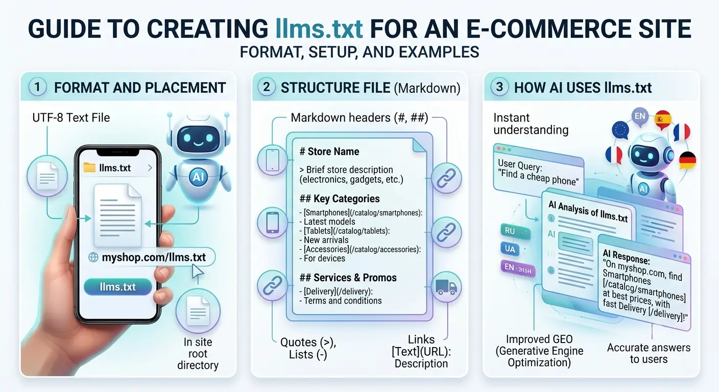 Guide to creating llms.txt for an online store: format, setup and examples