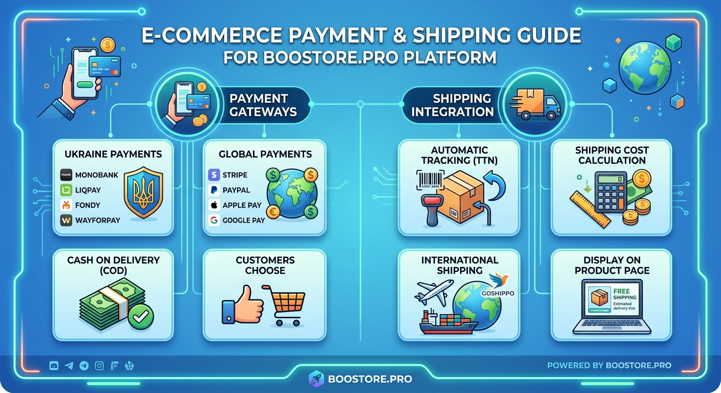 Payment and delivery methods in an online store: payment systems, TTN and international delivery