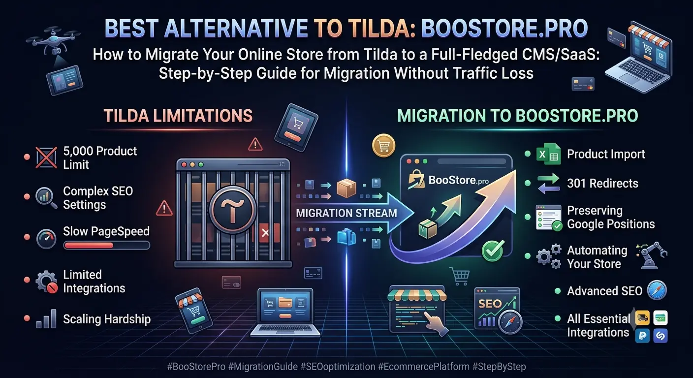 Migrating an online store from Tilda to BooStore.pro: migration with traffic preservation